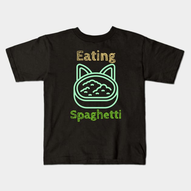 Cat eating spaghetti, Cute Cat, Foodie Gift, Funny Saying Kids T-Shirt by kknows